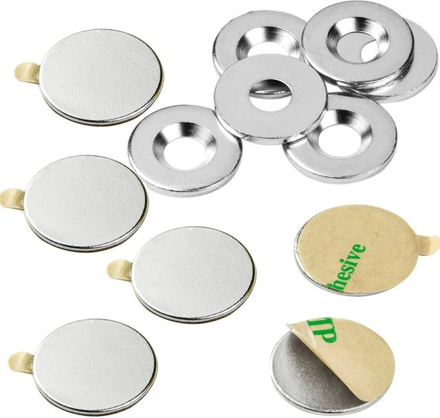 vasalat Scheibenmagnete mit Metallscheiben, 12-teilig, silber, Ø 15 mm, selbstklebend - Bild 1