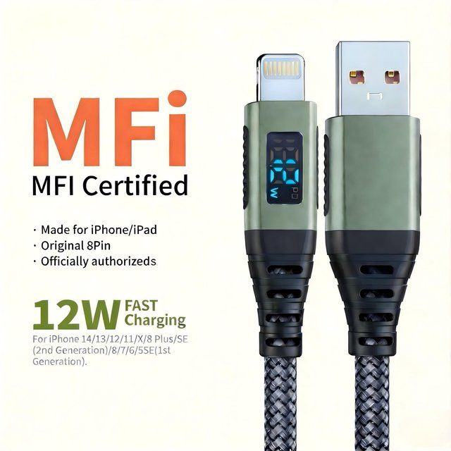 LAIHONEN MFi-zertifiziertes Lightning-Ladekabel für iPhone und iPad, blau, 2,4A Schnellladekabel für iOS - Bild 1