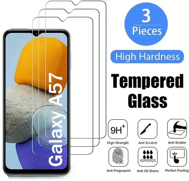 Displayschutzfolie aus gehärtetem Glas mit oleophober Beschichtung für Samsung A57 A37 A17 A07, transparent - Bild 1