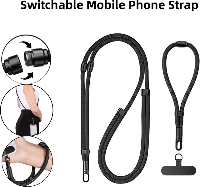 Victory Street 3-in-1 Handy-Lanyard universeller Handy-Gurt mit verstellbarer Länge in Schwarz und Grau - Bild 1