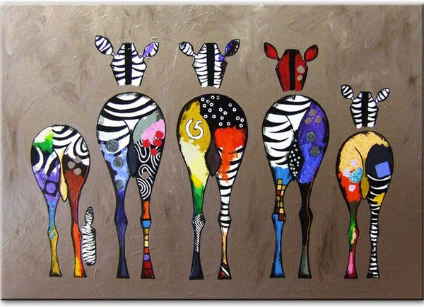TPFLiving Poster Leinwand Abstrakte bunte Zebras Motiv Multicolor B: 40 cm, H: 60 cm