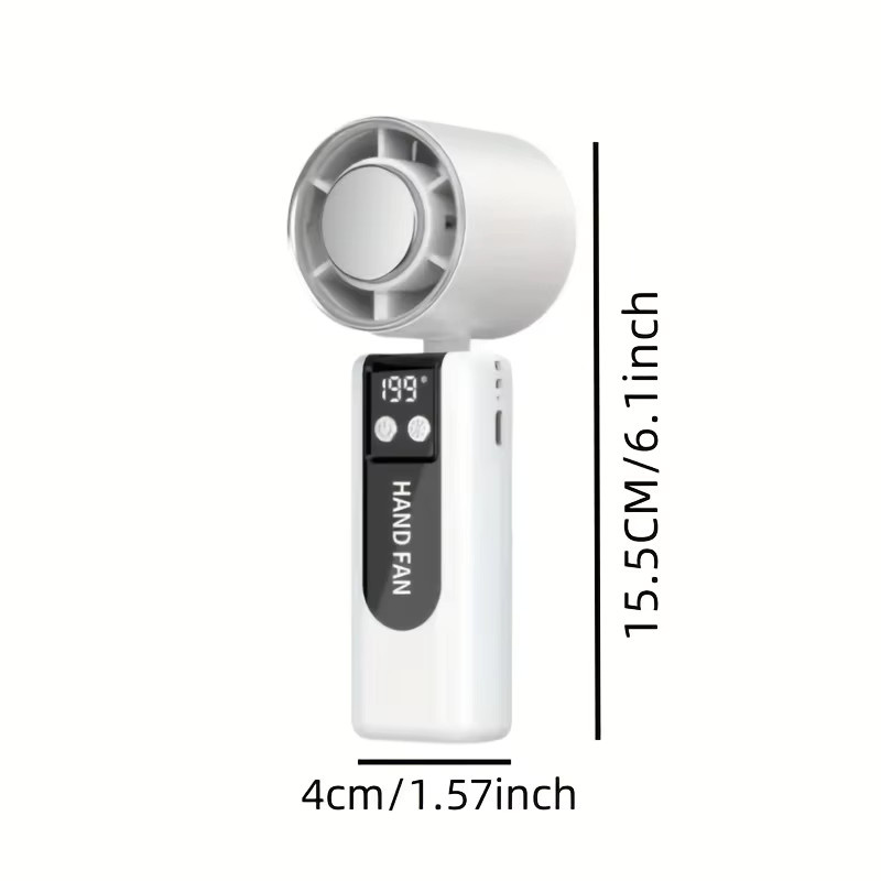 JKUOO USB Handventilator in Schwarz mit 199 einstellbaren Geschwindigkeiten und großem Akku - Bild 3