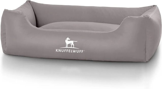 Knuffelwuff Hundebett Sidney Sofa aus Kunstleder in Grau, Größe M-L, B: 85 cm, T: 63 cm, H: 38 cm - Bild 1