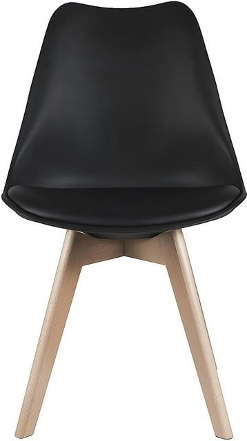 Vente-unique Stuhl Jody in Schwarz mit Kunstleder und Buchenholz im Skandinavischen Design - Bild 1