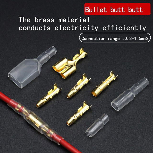50 Set Motorrad Rundstecker Buchsen Set mit 3,5 mm männlichen und weiblichen Anschlüssen in Gold für Kabeldraht von 1,0 mm bis 2,5 mm - Bild 1
