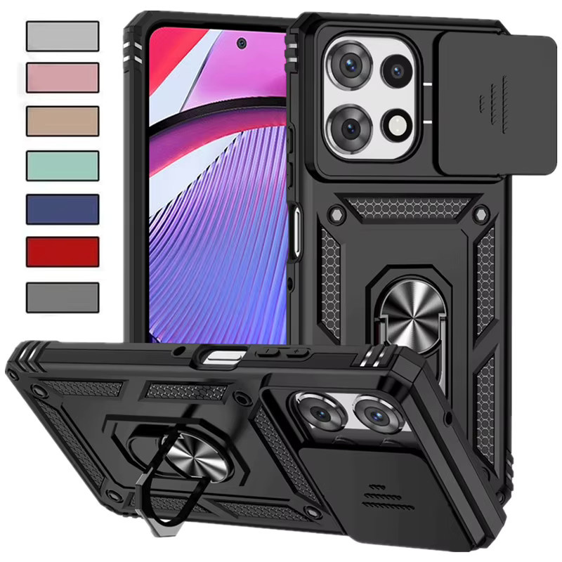 Schutzhülle mit Ringhalter und Objektivschutz für Motorola Moto G Stylus 5G 2025 und 2026 in Schwarz oder Rot - Bild 2