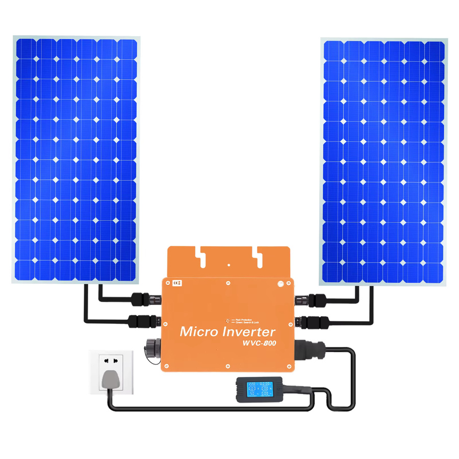 800 W Solar-Wechselrichter mit LCD-Display in Gold, 22–50 VDC zu 120 V/230 V AC, EU-Stecker - Bild 4