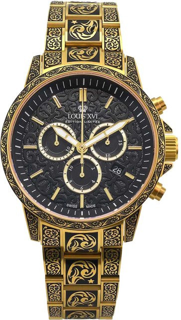 LOUIS XVI Chronograph, Quarz, Edelstahl, 43 mm, Herren, Schwarz, 10 ATM - Bild 1