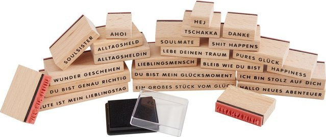 Rico Design Paper Poetry Stempelset Happiness in Beige - Bild 1
