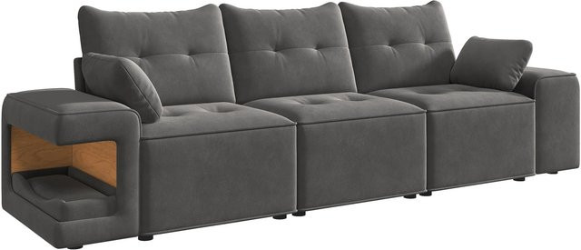 Merax 3-Sitzer Sofa Cloud Design in Grau mit Stoffbezug und Schaumstoffpolsterung sowie passenden Dekokissen - Bild 1