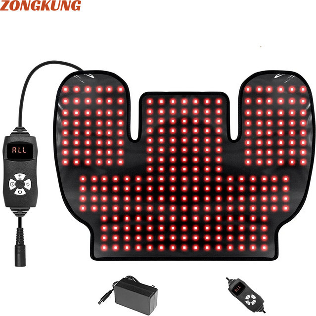 ZONGKUNG Rotlichttherapie-Heizkissen mit Infrarotlicht 660nm und 850nm zur Linderung von Rücken- und Schultermuskelschmerzen in Schwarz - Bild 1