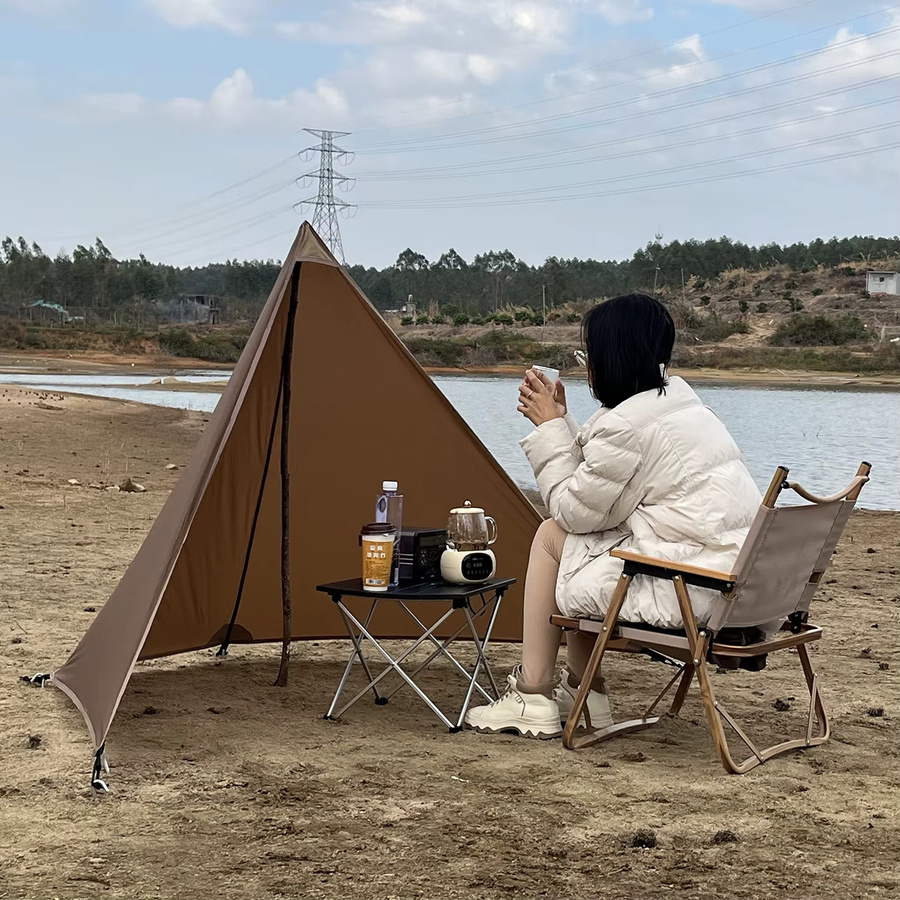 Top Lander Ultraleichter Camping-Windschutz aus Nylon in Braun, B x H: 1,9 x 1,1 m - Bild 3