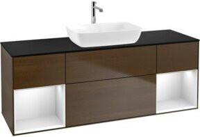 V&B Waschtischunterschrank Finion mit Wandbeleuchtung, Breite: 160 cm, Farbe: Weiß lackiert - Bild 1