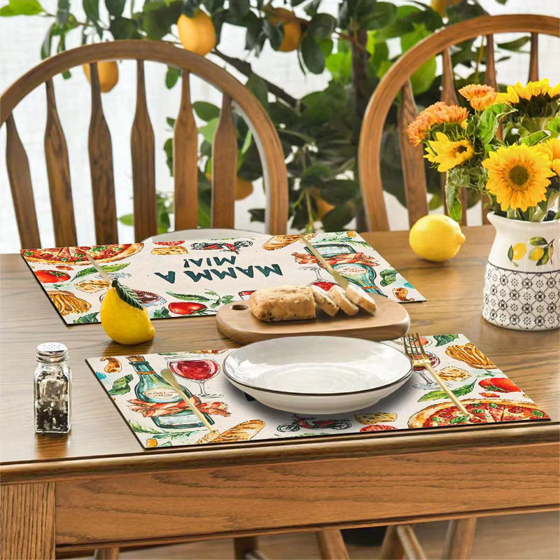 VIKAMA Aquarell Tischsets mit italienischem Thema zur Dekoration für Esszimmer und Küche - Bild 3