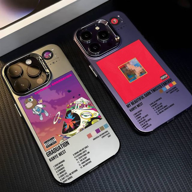 Kanye West Rapper Album Handyhülle für iPhone 16 15 14 13 12 11 Pro Max Plus, mehrfarbige Aurora Laser stoßfeste Schutzhülle - Bild 1