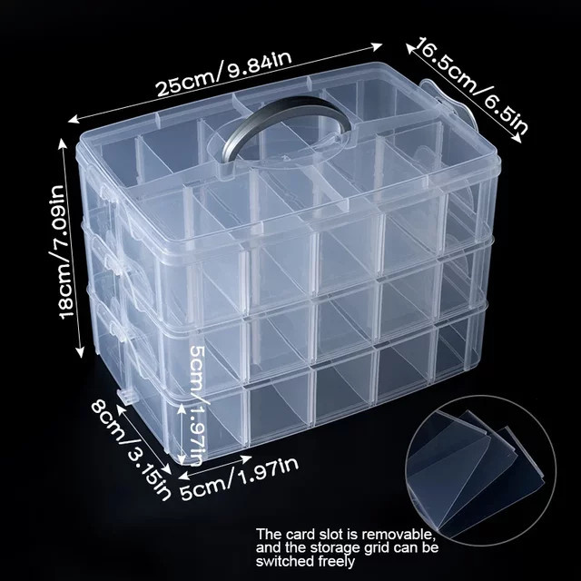 SMI Fine Stapelbare Organizer-Box mit Trennwänden aus Kunststoff, transparent, B: 25,0 cm, H: 18,0 cm - Bild 1