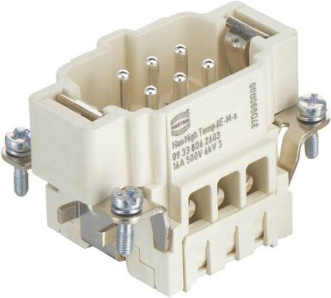 HARTING Stifteinsatz 09338062603 mit 6 Schrauben aus Kunststoff in Weiß - Bild 1