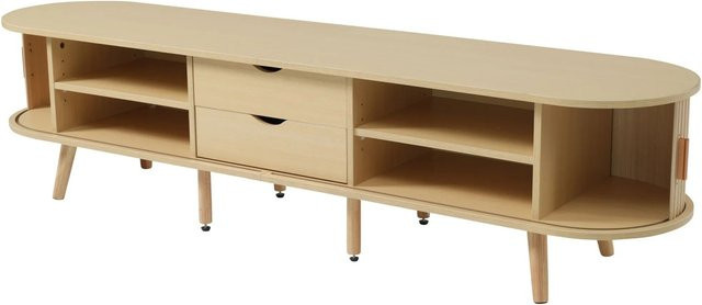 okwish TV Schrank modern in Beige mit Schubladen und Teleskoptüren, B/T/H: 175 x 40 x 42 cm - Bild 1