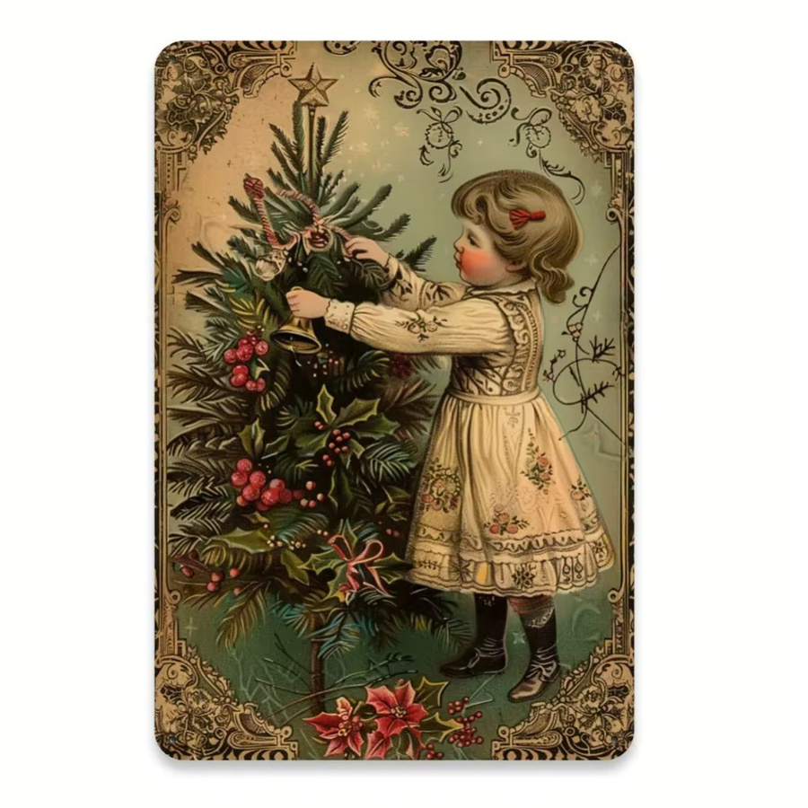 HELLOYOUNG Vintage Weihnachts-Metallschild mit Illustration, Mehrfarbig, B x H: 20,3 x 30,5 cm - Bild 3