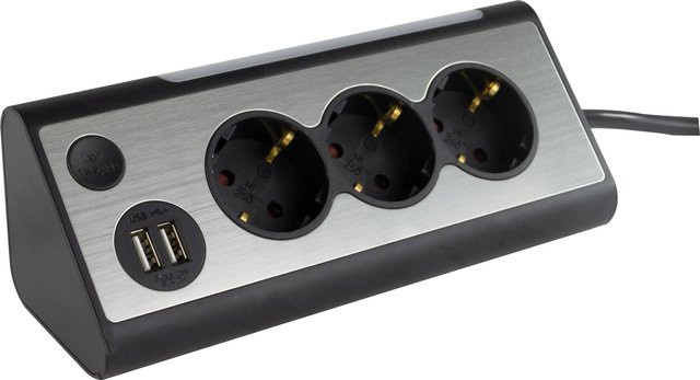 REV Ritter Steckdosenleiste Lightsocket LED 3+2-fach mit USB, 10 m Kabel, 6500 K, Schwarz - Bild 1