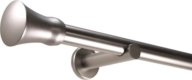 Deco-Raum Gardinenstange nach Maß 1-Lauf Kegel Ø 25mm Edelstahl-Optik Silber, Länge: 380 cm - Bild 1