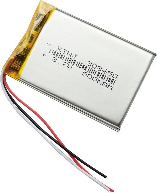 XINJ Li-Ion Akku 3,7V 500mAh 1,85Wh Silber für Bluetooth-Lautsprecher, Kameras und LED-Lichter - Bild 1