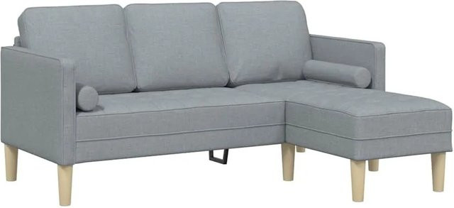 vidaXL Ecksofa in L-Form mit Kissen, Hellgrau, Polsterstoff, Reversibel - Bild 1
