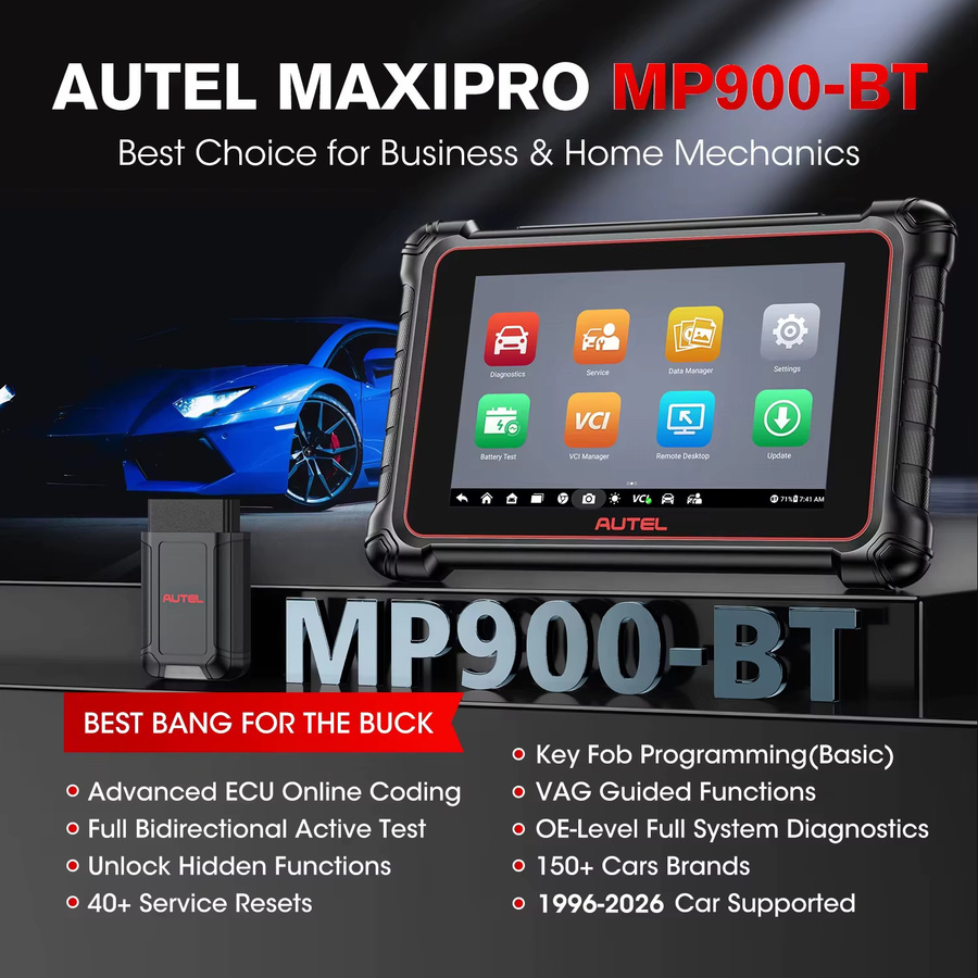 Autel MaxiPRO MP900-BT OBD2-Scanner in Schwarz mit ECU-Codierung, bidirektionalem Scan-Tool und 40 Servicefunktionen - Bild 2