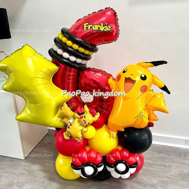 Potdemiel Pikachu Ballon-Set zur Geburtstagsparty Dekoration für Kinder in Mehrfarbig - Bild 1