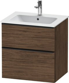 Duravit Waschtischunterschrank D-Neo Wandmontage in Weiß und Nussbaum matt mit Schubladen und Auszug B: 61,0 cm, T: 46,2 cm, H: 62,5 cm - Bild 1