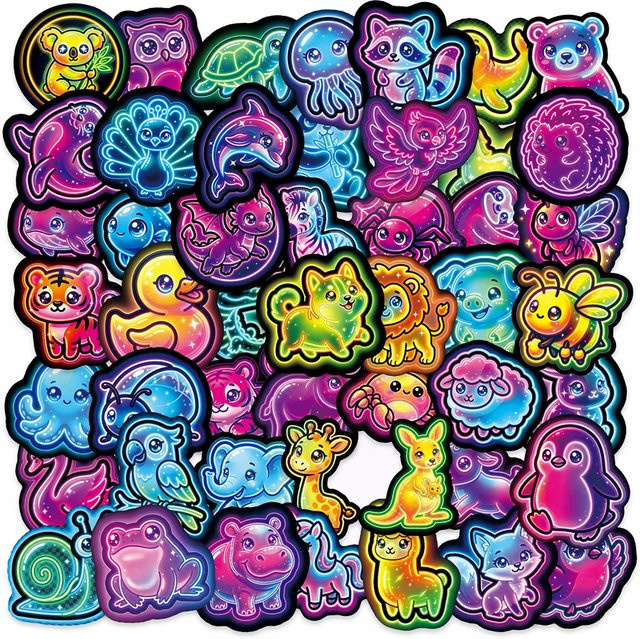 Rspctou Neon-Tier-Graffiti-Aufkleber, Cartoon-Sticker, 10 Stück, multicolour - Bild 1