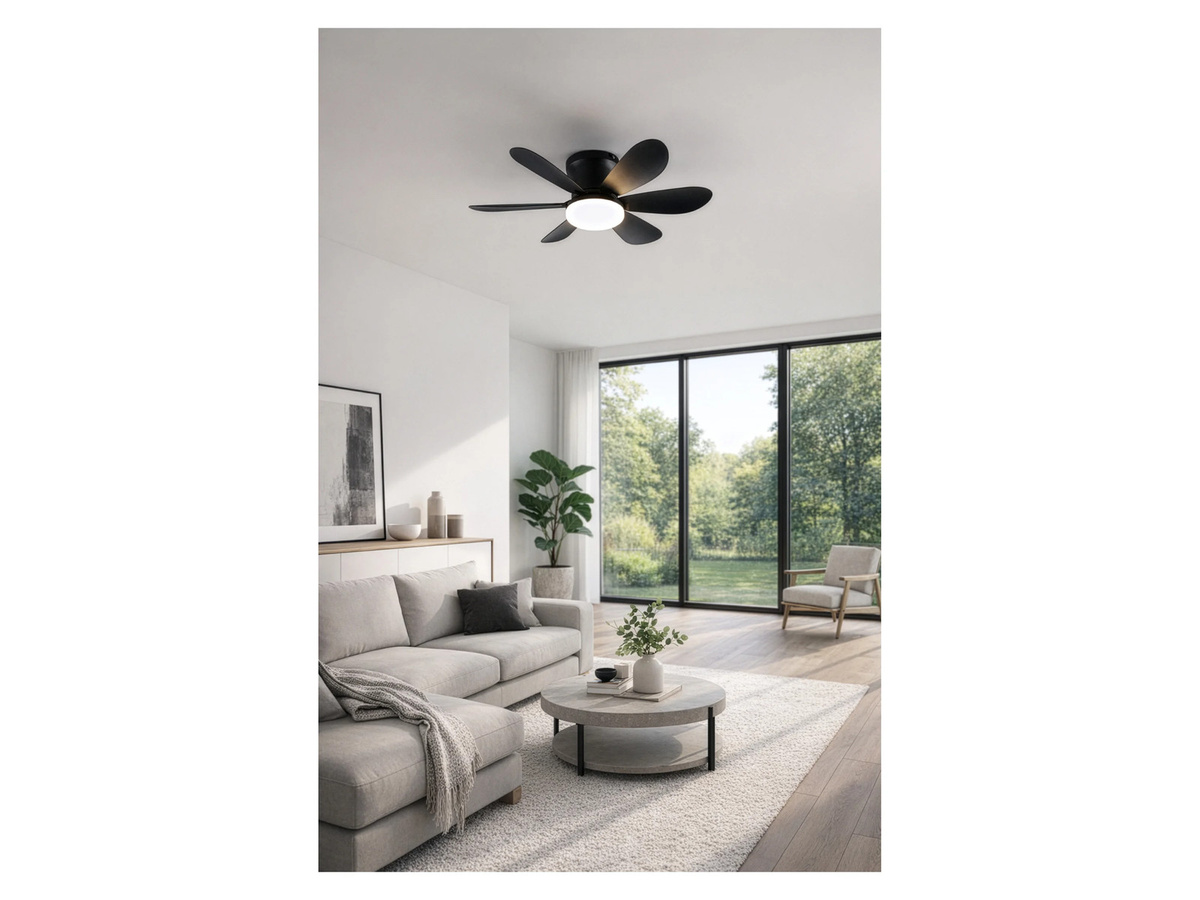 REALITY LEUCHTEN LED Deckenventilator Lund in Schwarz matt mit Fernbedienung und Dimmer - Bild 2