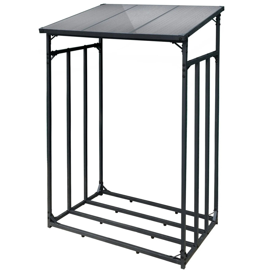Toboli Kaminholzregal für Außen und Garten aus Metall in Schwarz, H x B x T: 185 x 133 x 83 cm - Bild 2