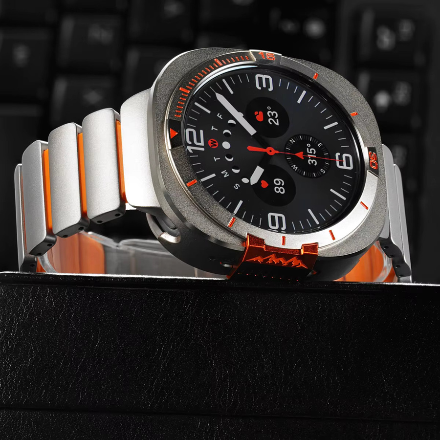CAOWTAN Armband und Gehäuse für Samsung Galaxy Watch Ultra, Titan, Edelstahl, Unisex - Bild 2