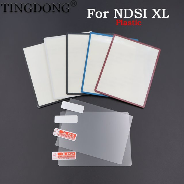 TingDong Oberer Spiegelplastiklinsenrahmen und LCD-Bildschirm Frontabdeckung für NDSi XL LL Konsole inklusive Schutzfolie in Blau und Transparent - Bild 1
