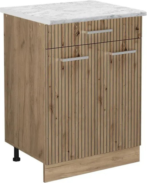 Vicco Küchenunterschrank R-Line Artisan-Eiche/Goldkraft Eiche mit Marmor-Optik, B/T/H: 60 x 60 x 81,6 cm - Bild 1