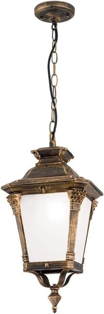 Orion Leuchten Außen Hängeleuchte aus Siluminguss in Patina Goldfarben mit E27 Fassung und Glas für Terrasse und Pergola - Bild 1