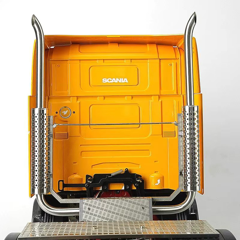 LESU Auspuffrohrbaugruppe Doppelkamin, 1:14, Metall, Grau, Zubehör - Bild 2