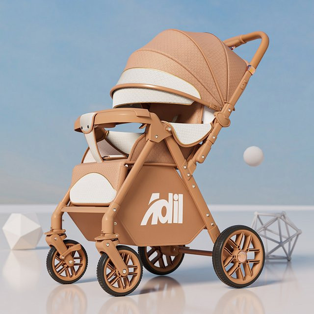 Wendebarer Kombi-Kinderwagen für Neugeborene in Beige mit 360 Grad schützendem Schlafpod und 180 Grad Rückenlehne zum Wirbelsäulenschutz - Bild 1