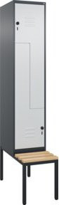 C+P Z-Spind Classic PLUS Sitzbank mit 2 Fächern und Sicherheits-Drehriegel, Buche-Hartholz, B/T/H: 212 x 40 x 81,5 cm - Bild 1