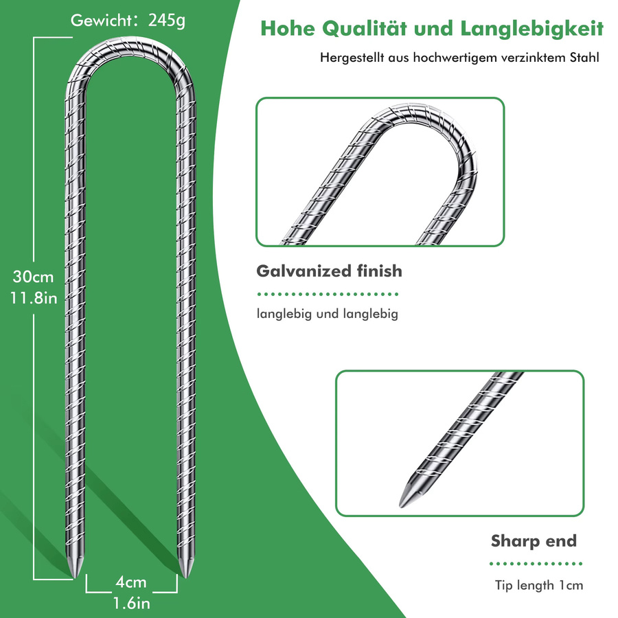 Forever Speed U-Typ Bodenanker aus verzinktem Stahl in Silber, 30 cm Länge - Bild 7