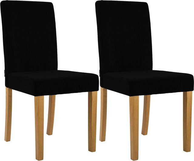 CLP Esszimmerstuhl 2er Set Ina gepolstert mit Cordbezug und Holzgestell - Bild 1