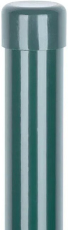 PROREGAL Maschendrahtzaun Zaunpfosten mit Kappe Rund Metaltec Grün Ral6005 Zn+PVC