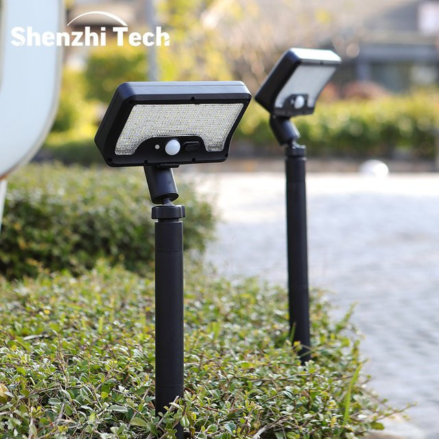 SHENZHITECH Solar-Gartenlampe Schwarz mit 360 Grad drehbarem Licht, 4 Leuchtmodi und Bewegungssensor für Außenbereiche - Bild 1
