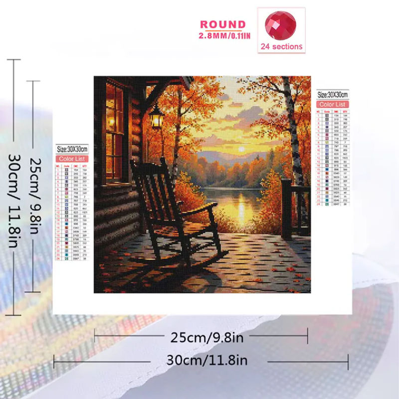 EverShine Diamant-Stickerei DIY Sonnenuntergang Landschaftsgemälde mit mehrfarbigen runden Vollquadrat-Diamanten zur Wanddekoration - Bild 2