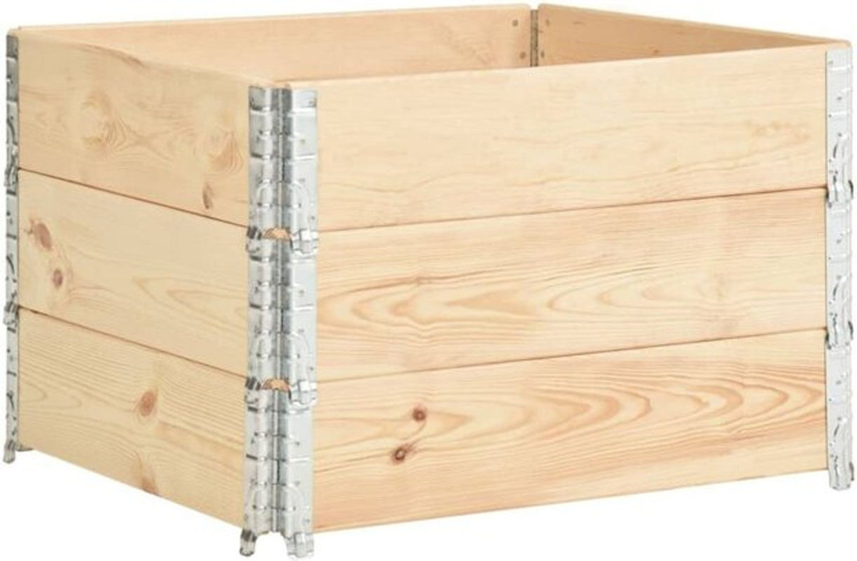 Set aus 3 Hochbeeten aus Kiefer Massivholz und Metall von vidaxl, Farbe Braun/Natur, B/T/H: 100 x 100 x 100 cm - Bild 1