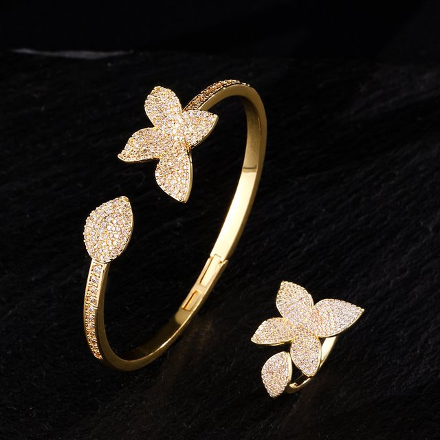 ZAKOL Armband, Blatt- und Blumen-Design, Zirkonia, Gold, Damen - Bild 1