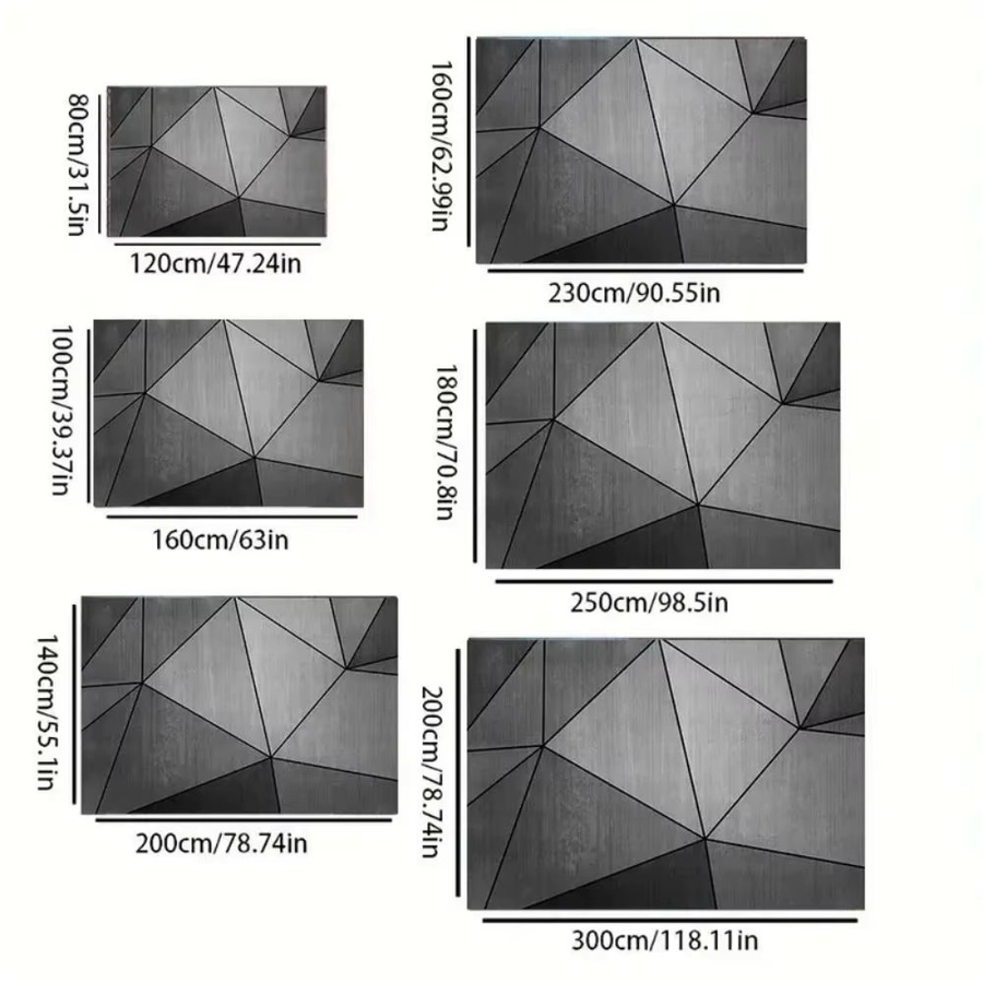 VIKAMA Schallschutzteppich für Wohnzimmer und Schlafzimmer, grau, geometrisches Design, waschbar und rutschfest, B: 120 cm, T: 80 cm - Bild 5