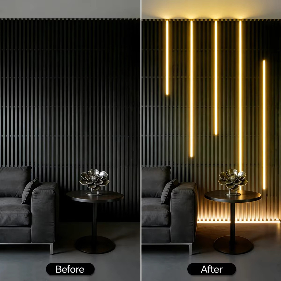 Lcamaw LED COB Wandleuchte in Schwarz mit dimmbarem Touch-Controller und warmweißem Licht für Schränke und Akustikplatten - Bild 4