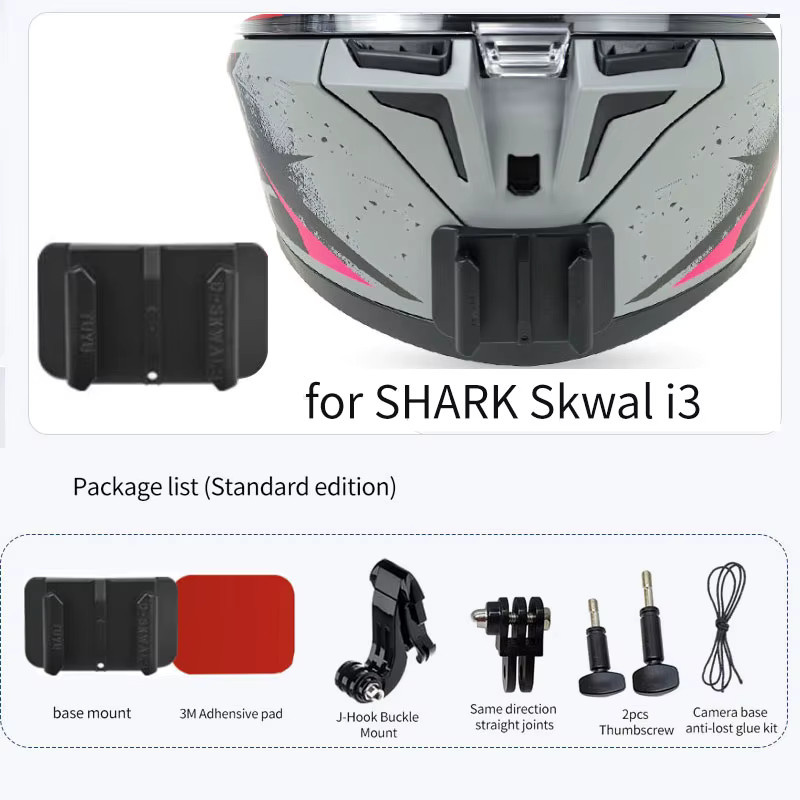 CAMSTEER Aluminium Custom Helm Kinnhalterung für Shark D Skwal i3 in Silber, kompatibel mit GoPro Hero 13 12 11, Insta360 X4 X3, Ace Pro2, DJI Action 5 Pro 4 Action Cameras - Bild 6